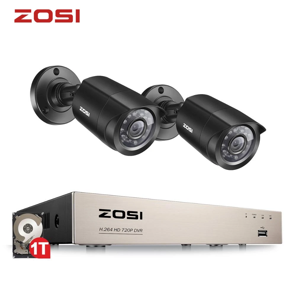 ZOSI 4CH/8CH DVR CCTV System with 2CH 2PCS 2.0 MP IR Outdoor Security Cameras 1080N HDMI CCTV DVR Video Surveillance Kit afbeelding