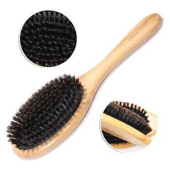 

Hair Brush Wood Handle Boar Bristle Beard Comb Styling Detangling Straightening