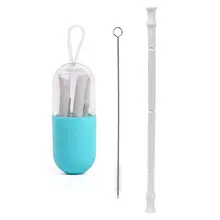 Силиконовая трубочка Складные Многоразовые питьевой соломы с переносной чехол и Чистящая Щетка для путешествий Офис напитки