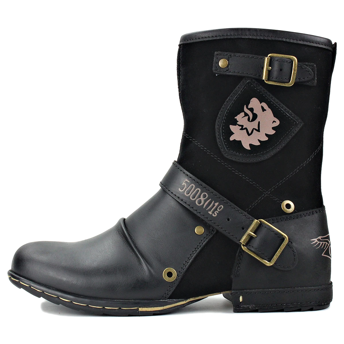 

2020 spring autumn Western Boots Genuine Leather Mens Motorcycle Boots Ankle Boots Casual shoes 5008-1-HH black color