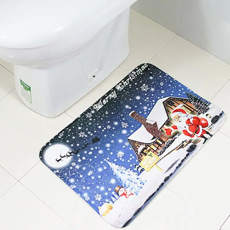 

Soft Fabric Christmas Door Floor Carpet Non-Slip Mat New Year Christmas Moisture proof Mat Festival Decor