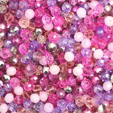 Isywaka Pink Multicolor 2mm,3*4mm,4*6mm,6*8mm Austria faceted Crystal Glass Beads Loose Spacer Round Beads for Jewelry Making