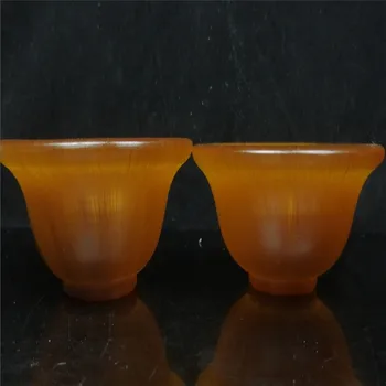 

China old Beijing old goods Cow bone carving Old Tibetan old horn bowl a pair