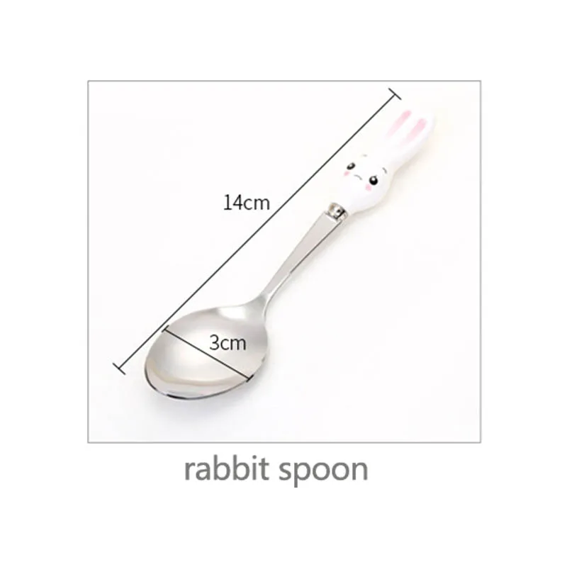 rabbit spoon Вилка керамическая ручка милые Кухонные гаджеты из нержавеющей стали детская посуда ложка для моркови столовые приборы 1 шт - Цвет: rabbit spoon