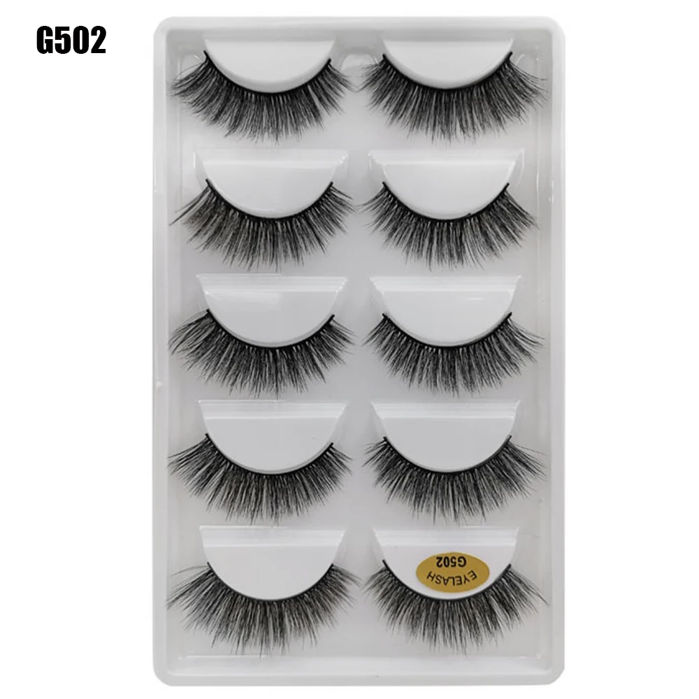 G502 Мода 5 пар 3D Искусственные норковые накладные ресницы Wispies Fluffies Длинные Накладные ресницы из Натурального Волоса ручной работы крест-накрест Накладные ресницы - Цвет: G502