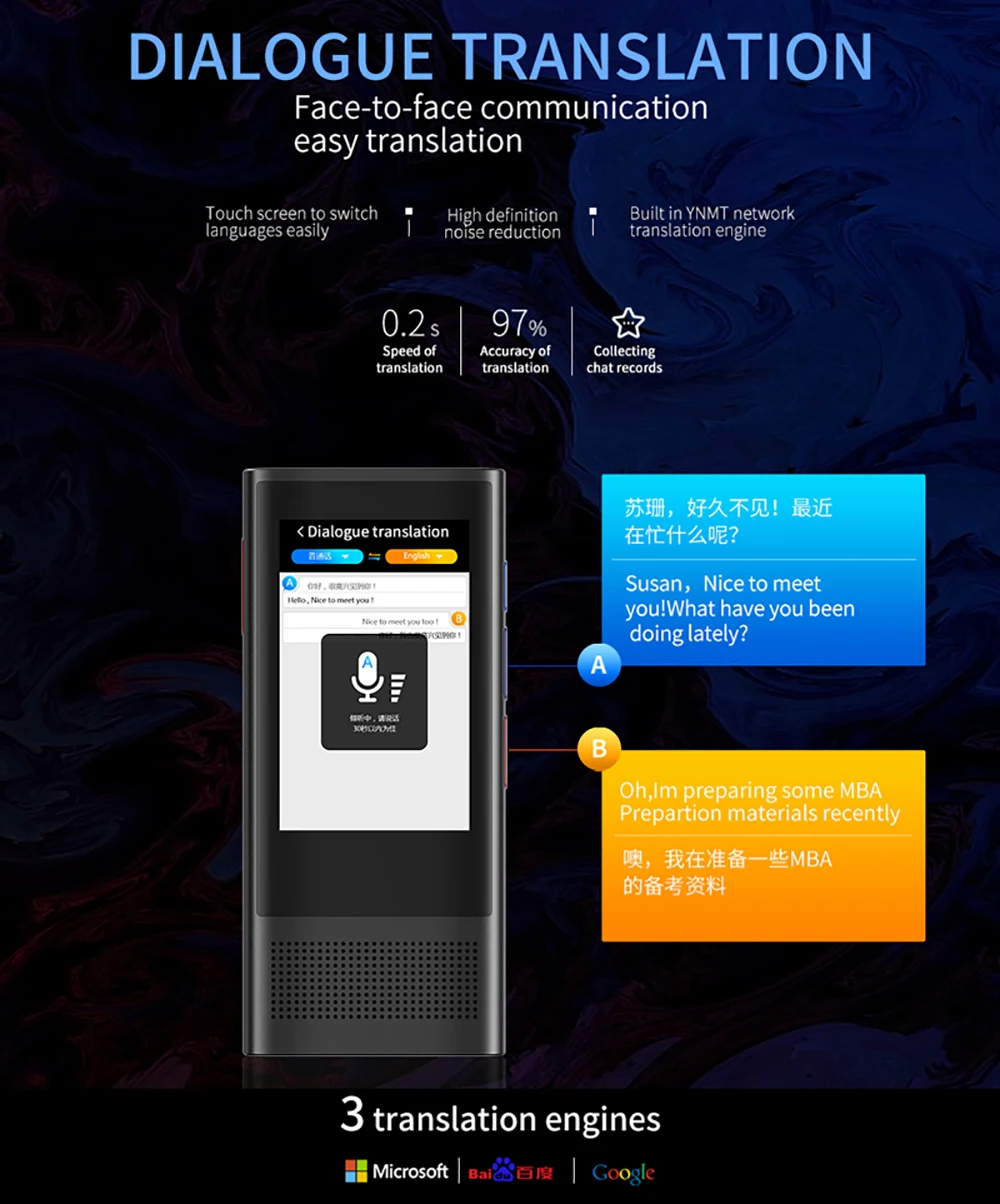 Mecool W1 3,0 AI голосовой фото переводчик 3," ips 4G wifi 8 Гб памяти 2080 мАч 117 языков портативный OTG автономный перевод