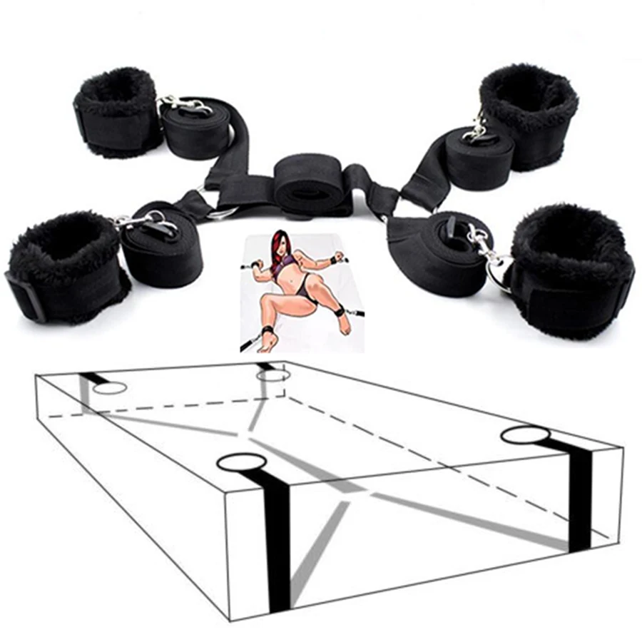  Under Bed System BDSM Bondage Restraints Strap Set Easy Tied Hand Ankle Cuffs RestraintsHalloween C
