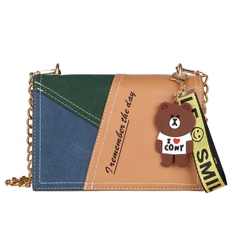 

Women's shoulder bag 2020 new fashion printed messenger bag patchwork letters cute small flap contrast color phone coin purse