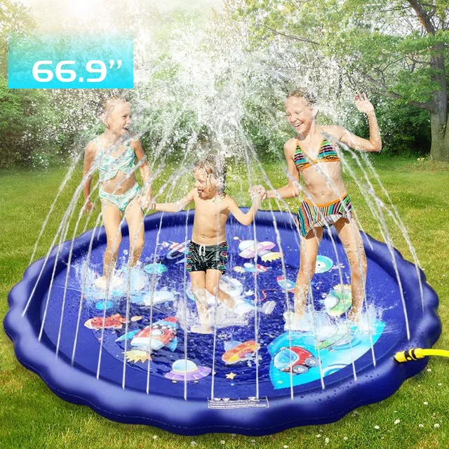 66’’ 3-in-1 Kids' Sprinkler Pad For Kids Summer Fun Sport Outdoor Water Toy Lawn Inflatable Pool Toys Splash Play Mats Pool 1