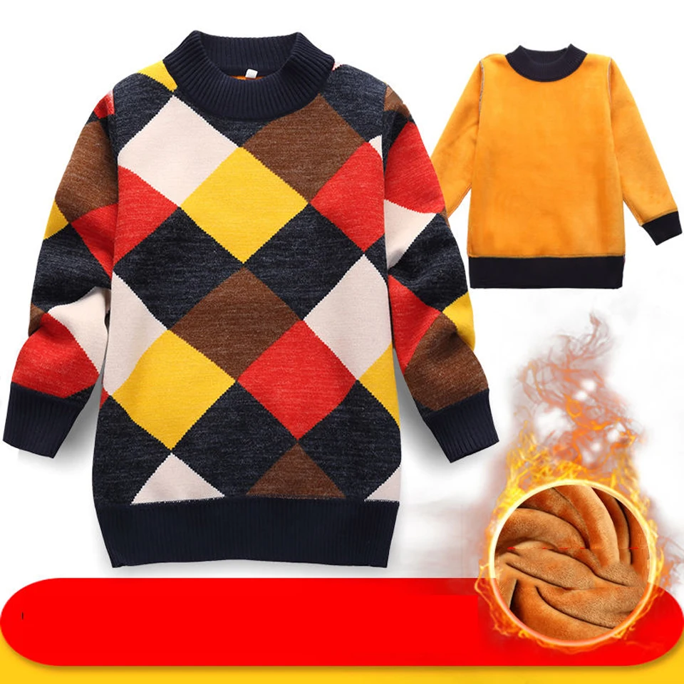 Свитера для мальчиков и девочек, осенне-зимние детские трикотажные свитера пуловеры, Повседневные детские топы, зимняя одежда для маленьких девочек, свитер для мальчиков