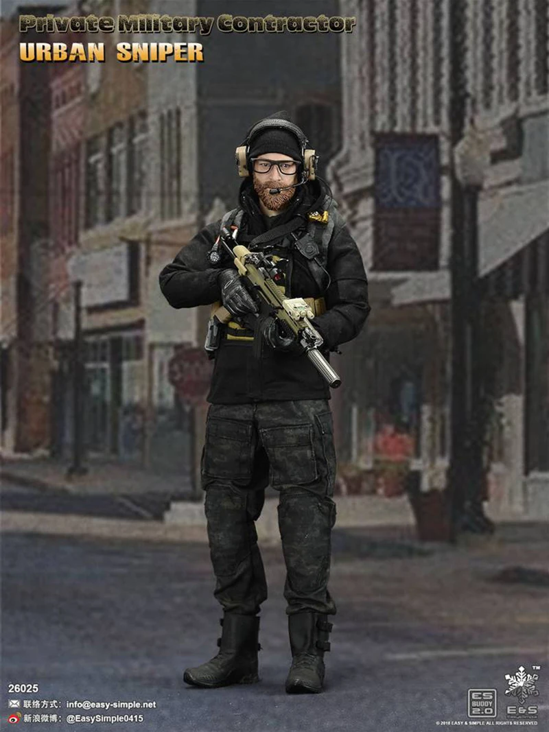 

Full set Action Figure EASY&SIMPLE ES 26025 PMC1/6 Scale Private Military Contractor Urban Sniper doll with Weapon Accessory set