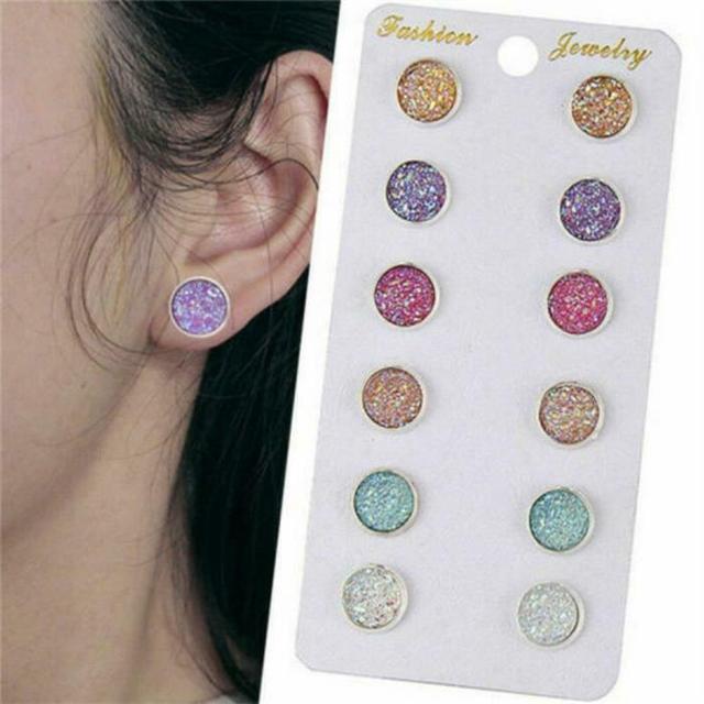Pairs Stud Earrings Set for Women Statement Heart Star Snowflake Flower Crystal Pearl One Week Minimalist Set of Earrings Gift