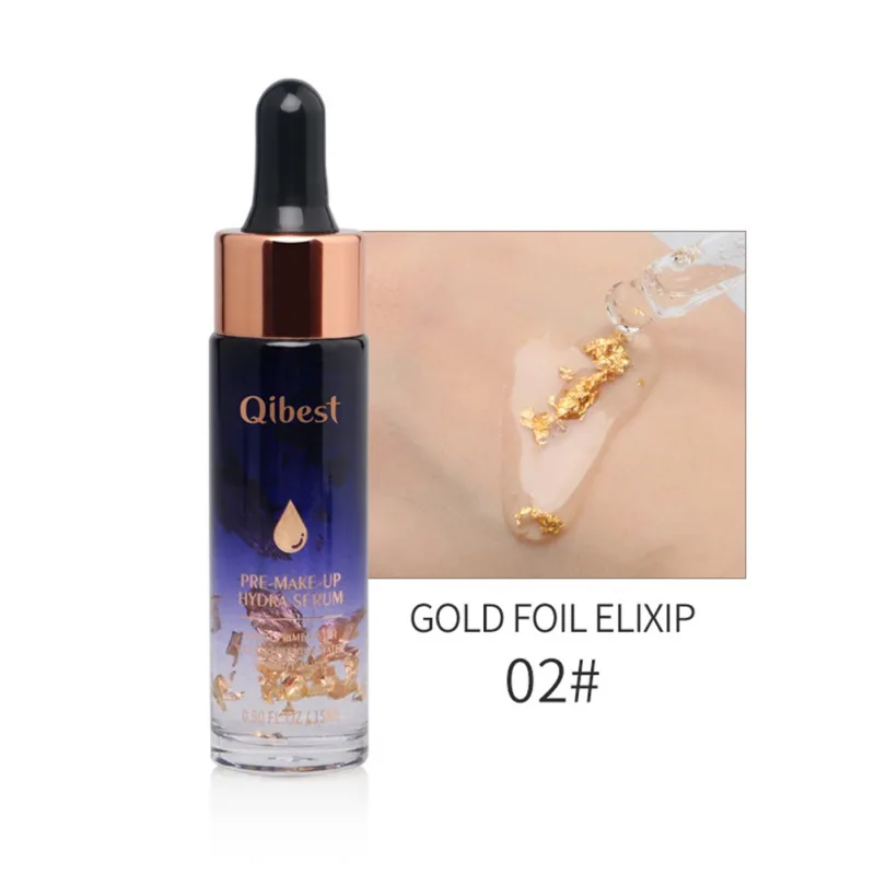 2-Gold Foil Elixip QIBEST предварительная Косметика Золотая фольга Увлажняющая сыворотка увлажняющая сужающая поры Антивозрастная эссенция для лица осветление тонких линий Сыворотка для лица - Цвет: 2-Gold Foil Elixip
