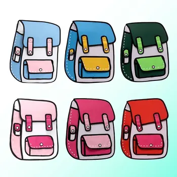 

3D Jump Style Backpack Students 2D Drawing Comic Double Shoulder Bags Fashion