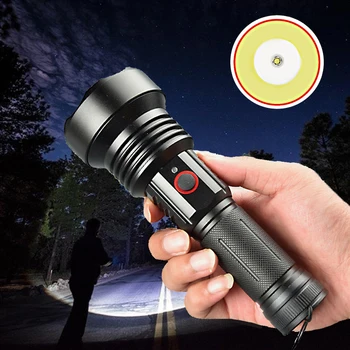 

Usb Rechargeable Powerful Flashlight 4 Lighting Modes Light Led Torch Power Use 26650 Battery Camping Outdoor Electric Lamp