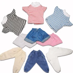 BJD – vêtements de poupée pour filles, salopette de 30 cm, T shirt rayé, short en Denim, pantalons à poches, vêtements de sport d'été, 1/6 