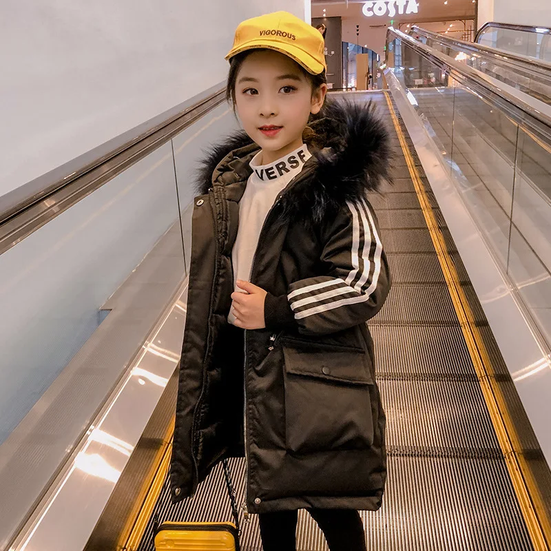 

2019 New Style Fashionable CHILDREN'S Cotton-padded Jacket Girls Winter Cotton Coat Big Boy Children Fur Collar Embroidery Cotto