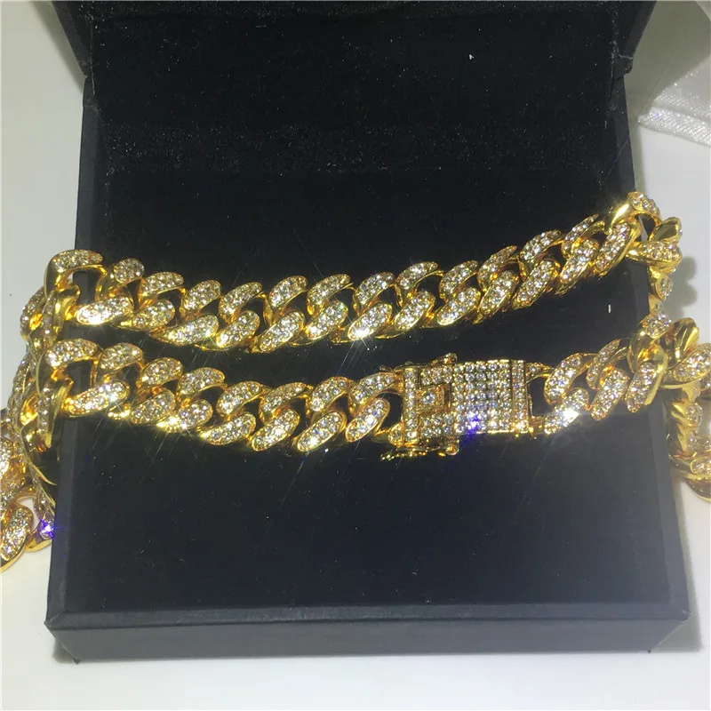Vecalon 12,5 мм кубинское хип-хоп ожерелье с кристаллами cz Iced Out ожерелье для женщин и мужчин рок ювелирные изделия