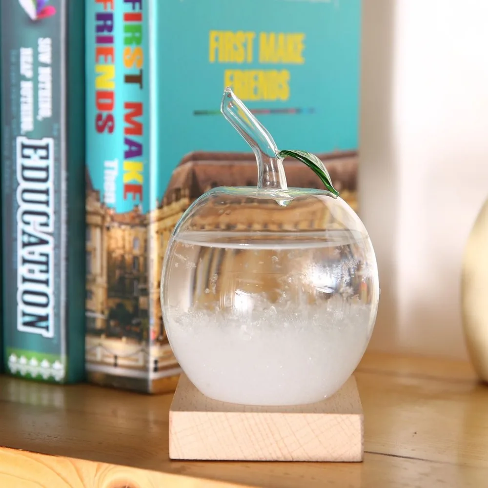 

Weather Forecast Glass Fruit Apple Shape Weather Predictor Crystal Gift Glass Crafts Tempo Drop Storm Glass Barometer