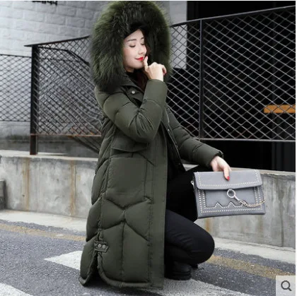

2018 New Style Winter Coat Women's down Jacket Cotton-padded Clothes Mid-length Europe And America Fashion Slim Fit Slimming Ver