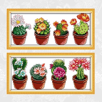 

Beautiful Cactus Cross-stitch Needlework 14CT 11CT Aida Canvas Cross Stitch Schemes DIY Handmade Embroidery Thread Sets