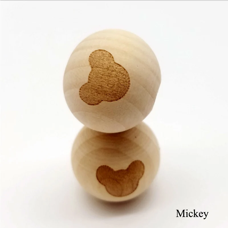 Полированное гравюрное ожерелье Подходит для ювелирных изделий забота Пентакль смайлик детей ребенка DIY браслет аксессуары круглые деревянные бусины - Цвет: Mickey