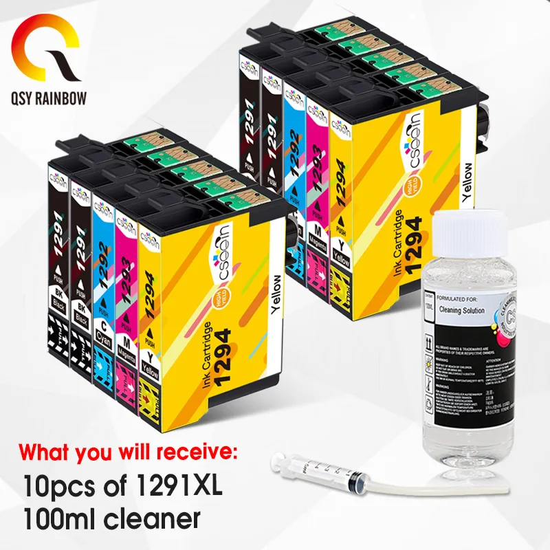 Картридж QSYRAINBOW для принтера Epson T1291 1291 1292 1293 1294 12XL чернильный картридж Stylus SX420W SX425W