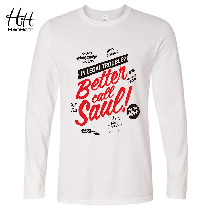 HanHent BETTER CALL SAUL, Мужская футболка, хлопковая, свободная, с круглым вырезом, короткая, футболка, Breaking Bad, уличная футболка, мужская, оптом, TA0426