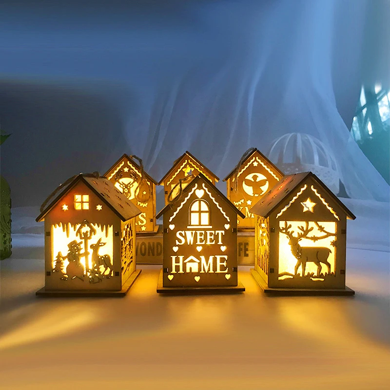 Светодиодный светильник, деревянный дом, Рождественская елка, украшения для Висячие украшения для дома, отличный рождественский подарок, свадебный Navidad