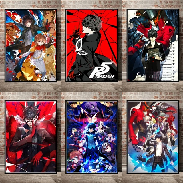 Persona 5 poster de vídeo game anime dos desenhos animados criança