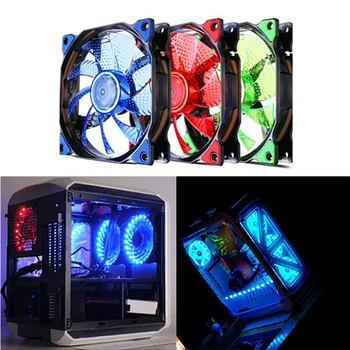 

PC Computer 16dB Ultra Silent 12 LEDS 15 LEDs Case Fan Heatsink Cooler Cooling pc fan 120mm,12CM Fan,12VDC 3P IDE 4pin