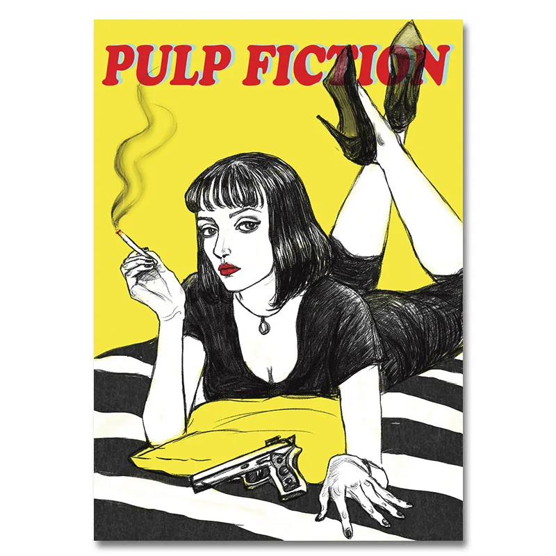 

Movie Silk Poster Pulp Fiction Wall Art Prints Vintage Film Decorative Pictures Quentin Tarantino Poster