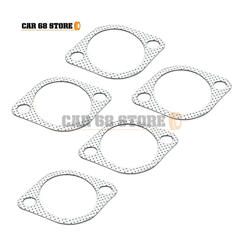Car Exhaust Flange Gasket 5Pcs/Set 3 Inch Ceramic Exhaust Pipe Metal Gasket With Reinforced Ring 3in 76mm Downpipe Auto Parts