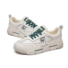 Сезон осень-зима; женские модные кроссовки; женская обувь; Классическая хлопковая теплая обувь из натуральной кожи на платформе со шнуровкой; I5-12