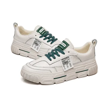

Autumn Winter Women Fashion Sneakers Female Shoes Platform Genuine Leather Classic Cotton Lace up Add cotton Warm Shoes I5-12