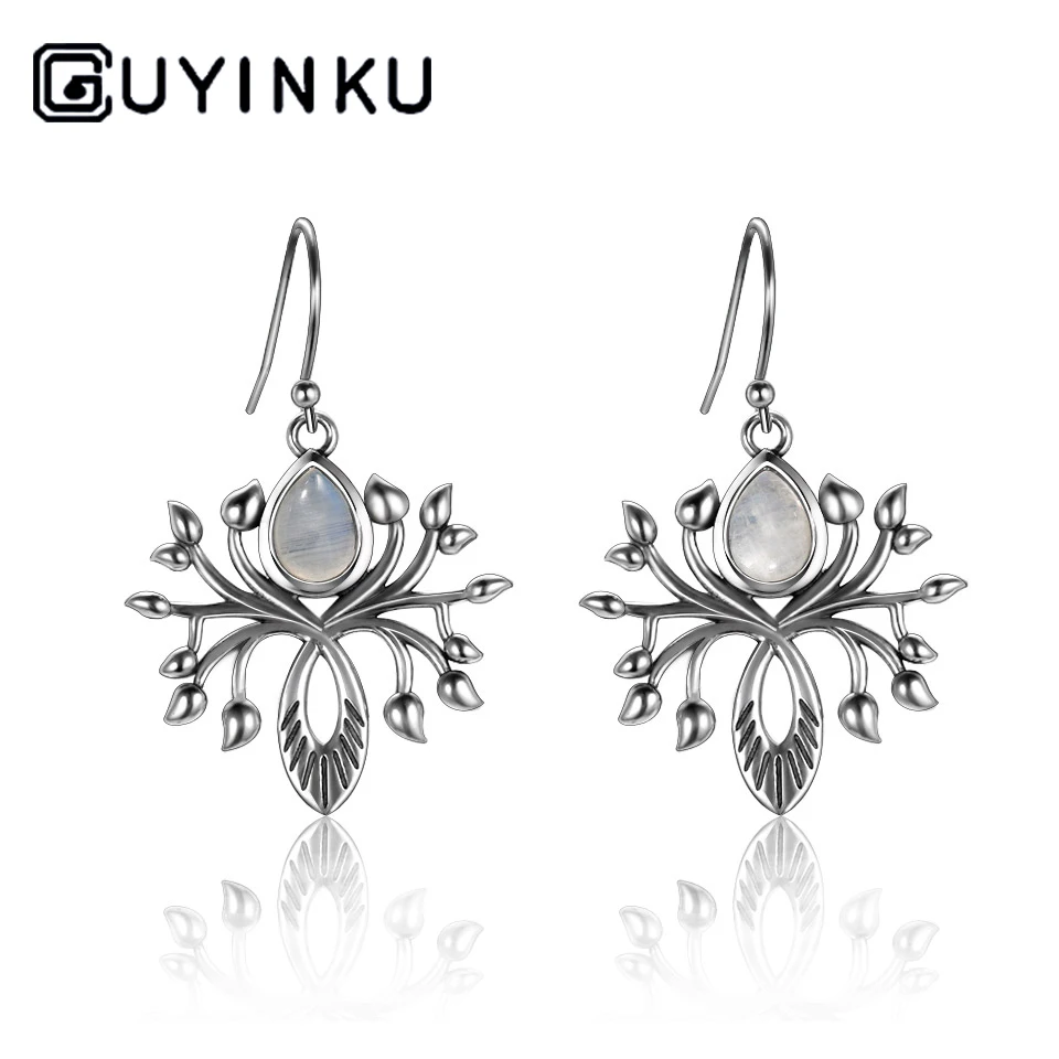 

Fashion Water Drop Natural Moonstone Drop Earrings Jewelry Earrings For Women Solid 925 Silver Party Wedding Birthday Gift