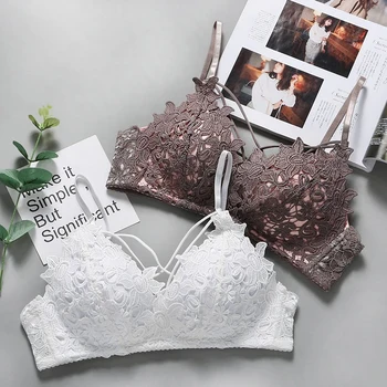 

2020 New Lace Floral Embroidery Bralette Sexy Lingerie Comfort Seamless Adjusted Bras For Women Wireless Push Up Bra Underwear