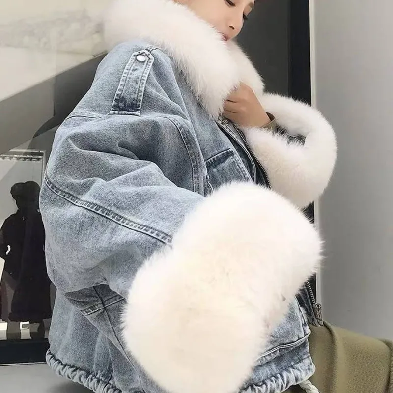 ALABIFU, зимнее женское пальто,, корейская мода, повседневная куртка, женская короткая куртка с меховым воротником, теплое пальто, chaqueta mujer