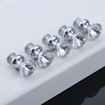 

5Pcs Diamond Crystal Glass Knobs Furniture Handles Cabinet Knobs and Handles Kitchen Drawer Wardrobe Door Pulls 12*15mm