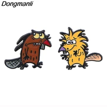 P4276 Dongmanli серьги-гвоздики в виде сердитого бобра, детские милые серьги для женщин, эмалевые серьги, вечерние ювелирные изделия, подарки для девочек