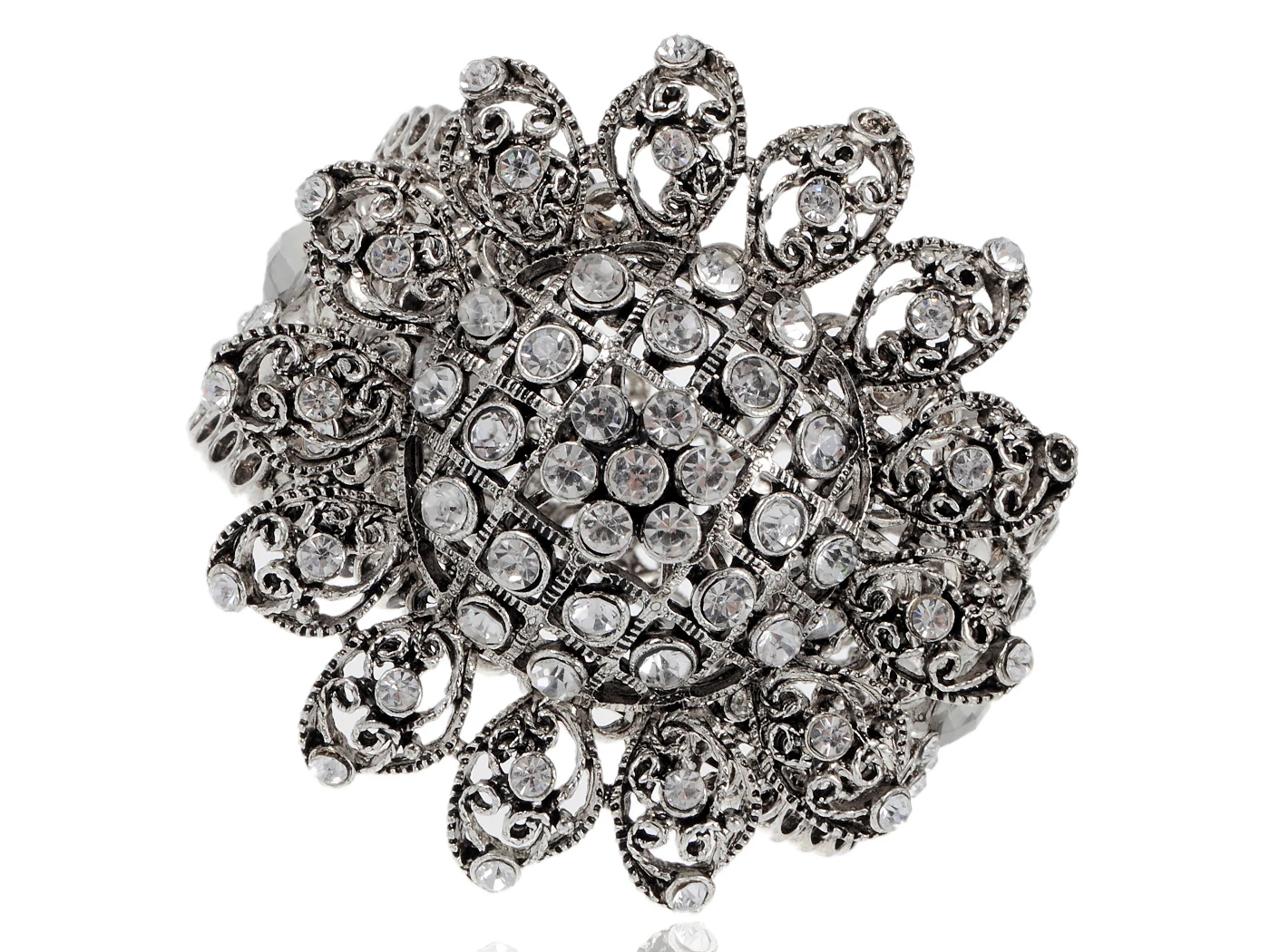 

Женский серебристый Браслет-манжета с кристаллами