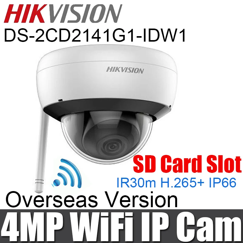 Hikvision DS-2CD2141G1-IDW1 4 МП купольная wifi ip-камера Беспроводная с sd-слотом для карт H.265+ IR 30 м Водонепроницаемая CCTV камера сетевой безопасности