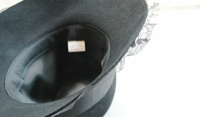 01912-HQ-FW027 британский стиль шерсть кружева Леди Шляпа Fedora женщин Панама джазовая, шляпа