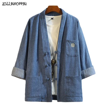 men's denim kimono jacket