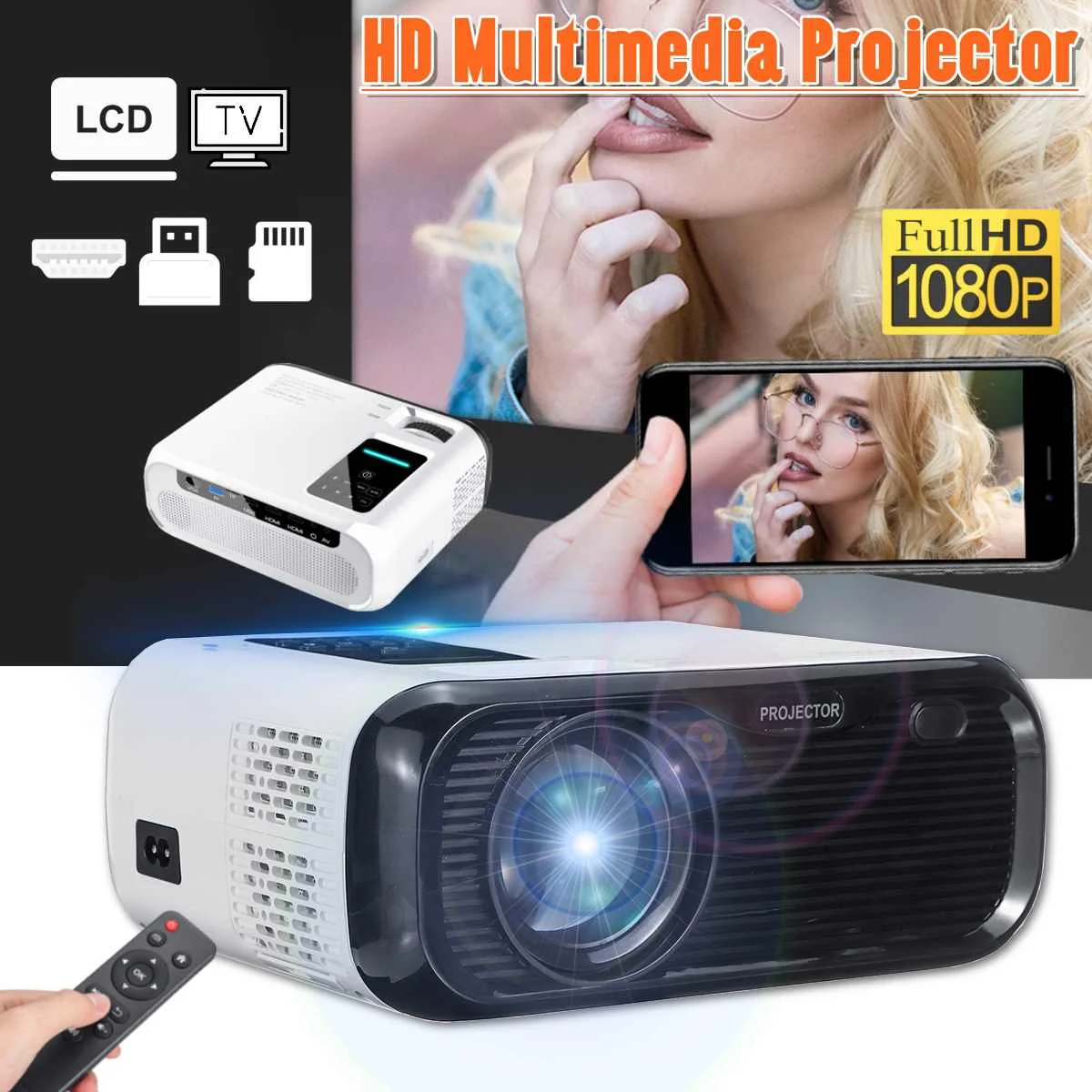 

LCD Projector E500 Full HD 1080P HDMI 1000:1 3D HDMI Movie Game Proyector Home Theater Entertainment Multimedia Player