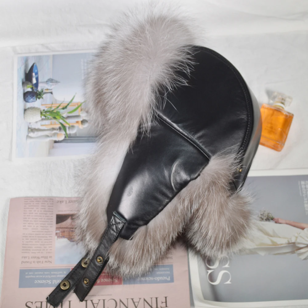 Мужская Уличная ветрозащитная зимняя шапка бомбер из натурального Лисьего меха