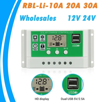 

PWM Solar Charge and Discharge Controller 10A 20A 30A 24V 12V Auto LCD Dual USB Lithium Solar Collector Regulator Wholesale