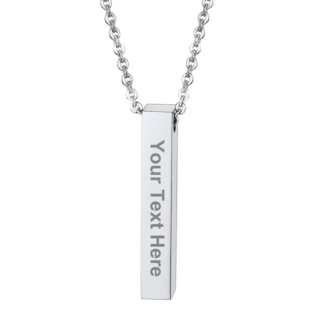 Vertical Bar Necklace Engraved 