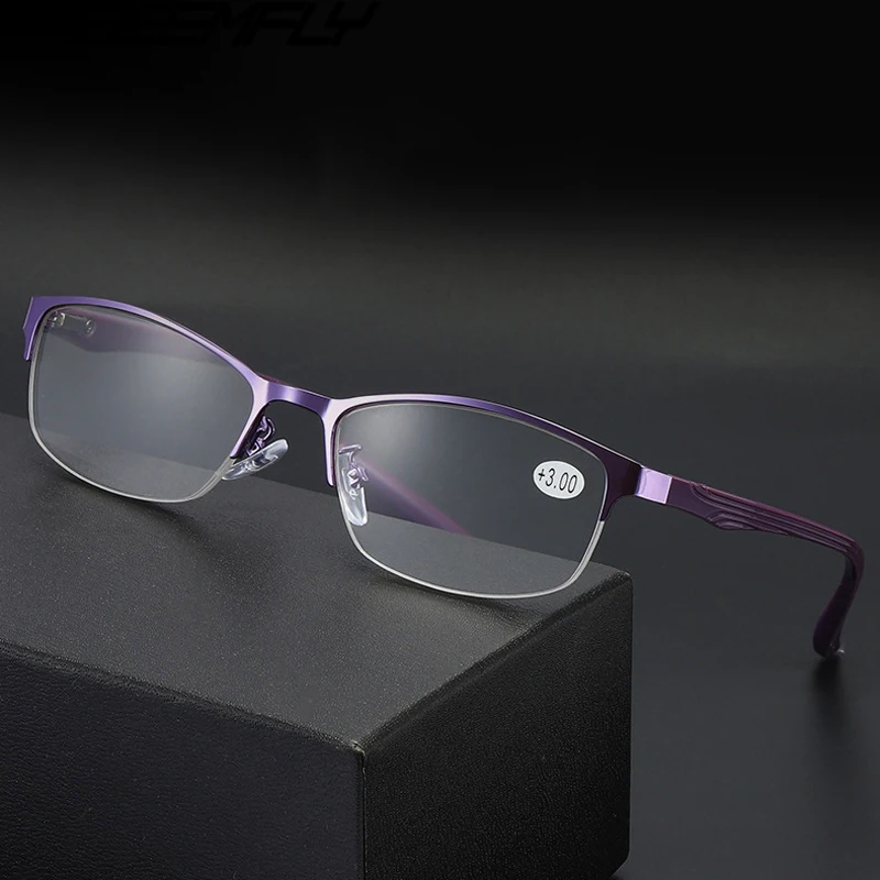 Seemfly, очки для чтения, для женщин и мужчин, металлическая полуоправа, очки для дальнозоркости, женские, мужские, для дальнозоркости, оптические очки, очки для чтения