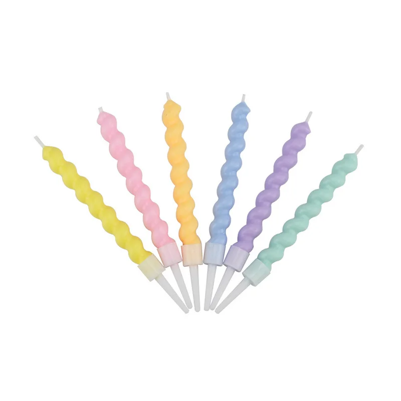 6pcs/set Thread Color Birthday Candles With Stand Cake Candle Party Supplies Wedding Decoration Baby Children Party Atmosphere